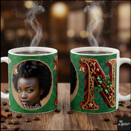 Luxury Red Velvet Gold Christmas Letter N Kaffeetasse