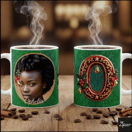 Luxury Red Velvet Gold Christmas Letter O Kaffeetasse