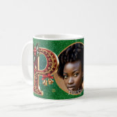 Luxury Red Velvet Gold Christmas Letter P Kaffeetasse (Vorderseite Links)