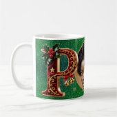Luxury Red Velvet Gold Christmas Letter P Kaffeetasse (Links)
