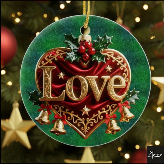Luxury Red Velvet Gold  Christmas (love) Keramik Ornament