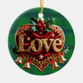 Luxury Red Velvet Gold  Christmas (love) Keramik Ornament (Vorne)