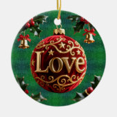 Luxury Red Velvet Gold Christmas (love) Keramik Ornament (Vorne)