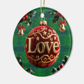 Luxury Red Velvet Gold Christmas (love) Keramik Ornament (Links)