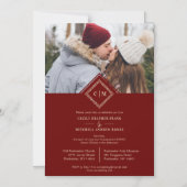 Luxury Red Wedding Initials Ornamental Flourish Magneteinladung (Vorderseite)