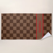 Luxury Red with Brown Checkered Strandtuch (Vorderseite)