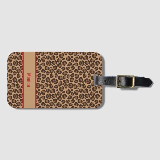 Luxury Red with Leopard Print Gepäckanhänger (Vorderseite (Horizontal))