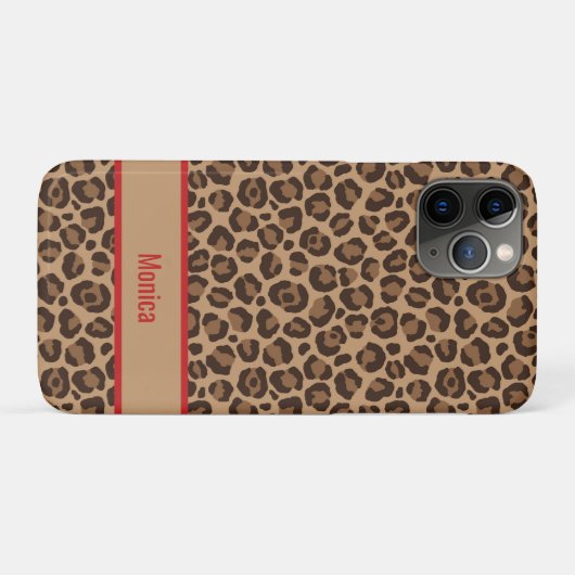 Luxury Red with Leopard Print iphone case (Rückseite (Horizontal))