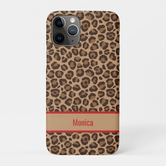 Luxury Red with Leopard Print iphone case (Rückseite)