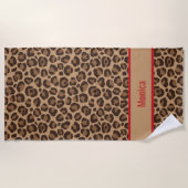 Luxury Red with Leopard Print Strandtuch (Vorderseite)