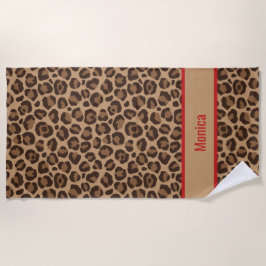 Luxury Red with Leopard Print Strandtuch