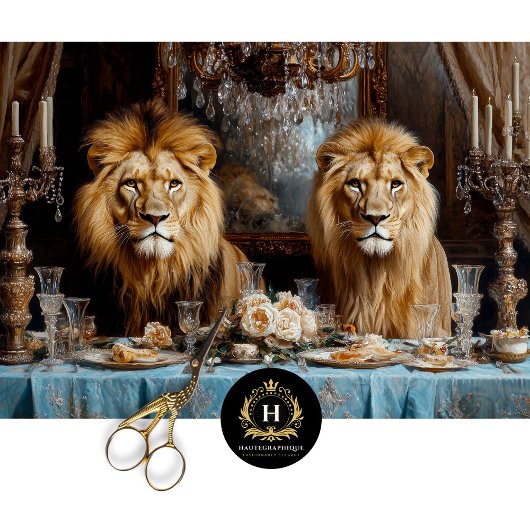 Luxury Regal Lion Blue Floral Dinner Entdeckungsre Seidenpapier