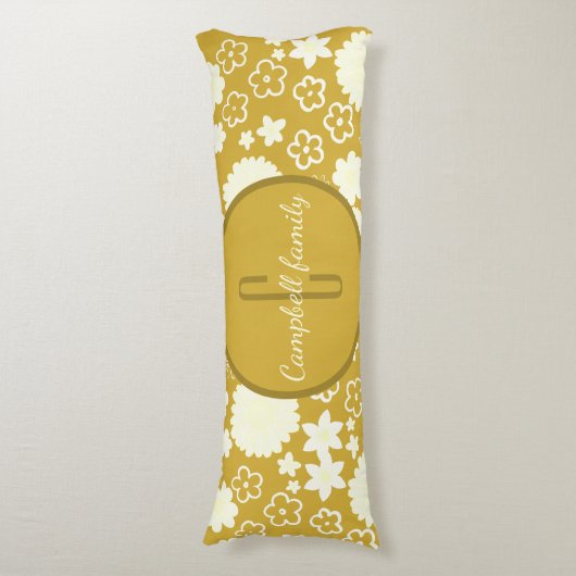 LUXURY RICH GOLD CREAM ROYAL BLUE BLUME MONOGRAMM SEITENSCHLÄFERKISSEN (Vorderseite Vertikal)