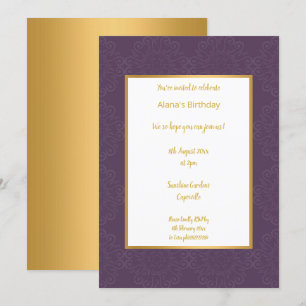 LUXURY RICH LILA GOLD ABSTRAKTER GEBURTSTAG EINLADUNG