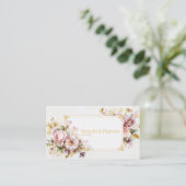 Luxury Romantic Blush Floral Peony and Gold Frame Visitenkarte (Stehend Vorderseite)
