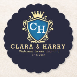 Luxury romantic champagne gold elegant monogrammed untersetzer