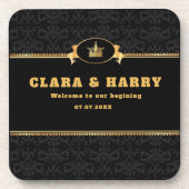 Luxury romantic gold calligraphy flourish wedding getränkeuntersetzer (Vorderseite)