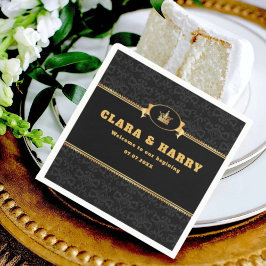 Luxury romantic gold calligraphy flourish wedding  serviette