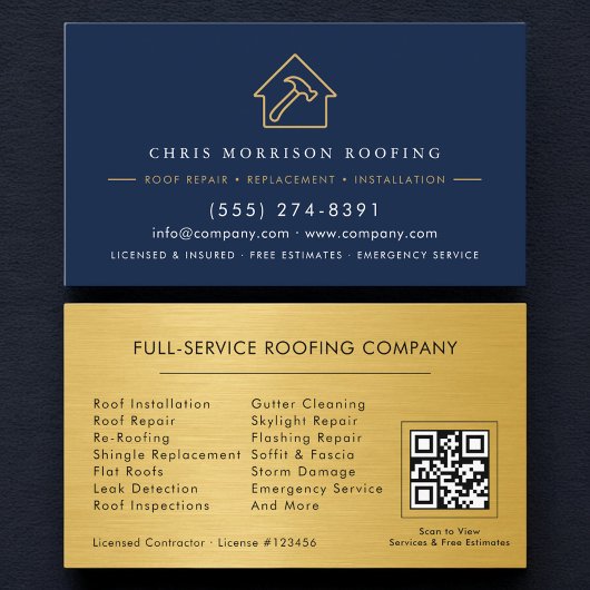 Luxury Roofing Roofer Company QR Code Visitenkarte