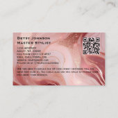 Luxury Rose Gold and Glitter Marbled Visitenkarte (Rückseite)