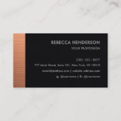 Luxury Rose Gold Bar & Black Leather Monogram  Visitenkarte (Rückseite)