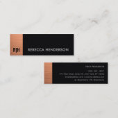 Luxury Rose Gold & Black Leather Monogram Mini Visitenkarte (Vorne/Hinten)