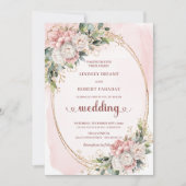Luxury Rose Gold Blush Floral Wedding Invitation Einladung (Vorderseite)