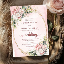 Luxury Rose Gold Blush Floral Wedding Invitation Einladung