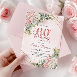 Luxury Rose Gold Dusty Pink 60th Birthday Invite Einladung
