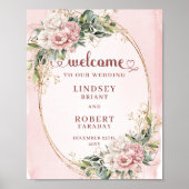 Luxury Rose Gold Flowers Eucalyptus Welcome Weddin Poster (Vorne)