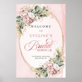 Luxury Rose Gold Flowers Greenery Bridal Shower  Poster (Vorne)