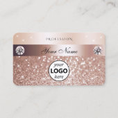 Luxury Rose Gold Glitter Sparkling Stars with Logo Visitenkarte (Vorderseite)