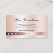 Luxury Rose Gold Glitter Sparkling Stars with Logo Visitenkarte (Rückseite)