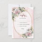 Luxury Rose Gold Greenery Wedding RSVP Card (Vorderseite)