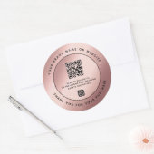 Luxury Rose Gold Metallic Vielen Dank QR Code Runder Aufkleber (Umschlag)