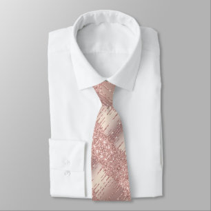 Luxury Rose Gold Neck Tie Blush Glitter Drips Krawatte