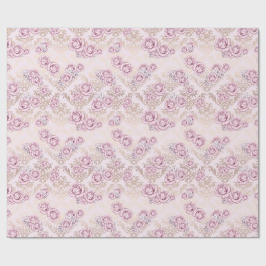 Luxury Rose Pattern Wrapping Paper Geschenkpapier (Flach)