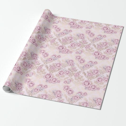 Luxury Rose Pattern Wrapping Paper Geschenkpapier (Ungerollt)