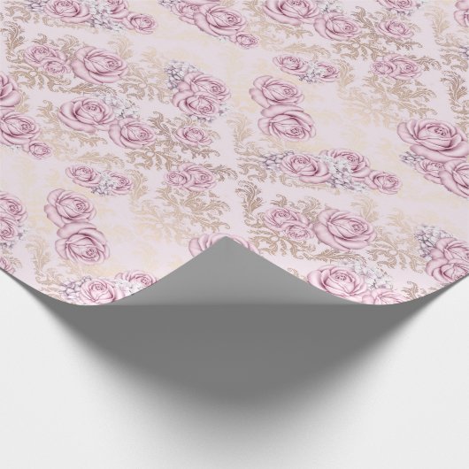 Luxury Rose Pattern Wrapping Paper Geschenkpapier (Ecke)