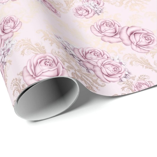 Luxury Rose Pattern Wrapping Paper Geschenkpapier (Rolleneckpunkt)