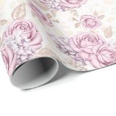 Luxury Rose Pattern Wrapping Paper Geschenkpapier (Rolleneckpunkt)