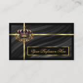 Luxury Royal Black Gold Crown mit QR Code Noble Visitenkarte (Vorderseite)