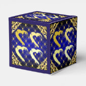 Luxury Royal Blue and Gold Hearts Fevor Box Geschenkschachtel (Rückseite)