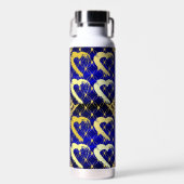 Luxury Royal Blue and Gold Hearts Water Flasche (Vorne)