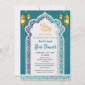 Luxury Royal Blue and Gold Islamic Iftar Dinner Einladung (Vorderseite)