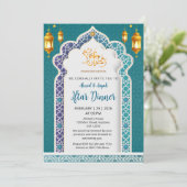 Luxury Royal Blue and Gold Islamic Iftar Dinner Einladung (Stehend Vorderseite)