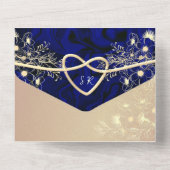Luxury Royal Blue and Gold Wedding All In One Einladung (Rückseite)