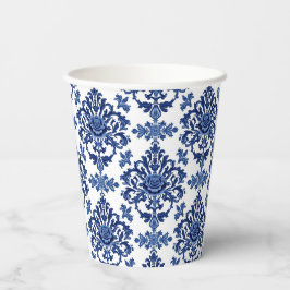 Luxury Royal Blue and White Baroque Floral Pattern Pappbecher