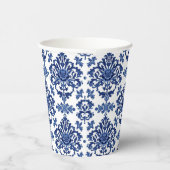 Luxury Royal Blue and White Baroque Floral Pattern Pappbecher (Rechts)