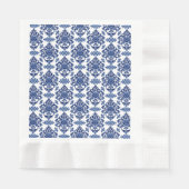 Luxury Royal Blue and White Baroque Floral Pattern Serviette (Vorderseite)